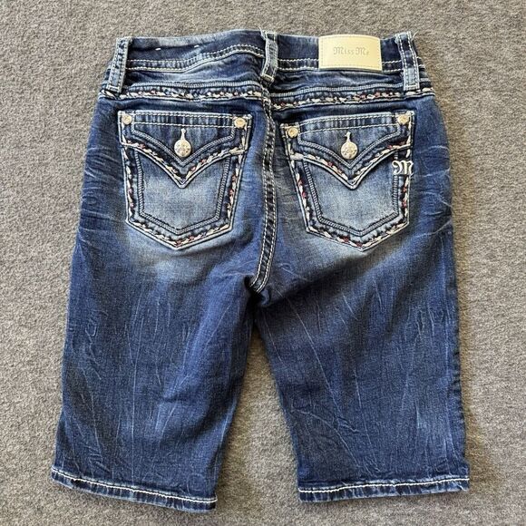 Miss Me Shorts Curvy Bermuda Women’s Size 25 Embellished Embroidered Rhinestone - Picture 3 of 11